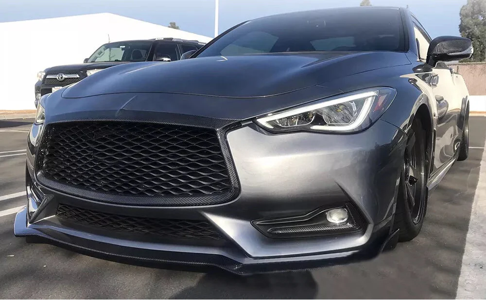 Carbon Fiber Grill Overlay -  Infiniti Q60 2016-22.