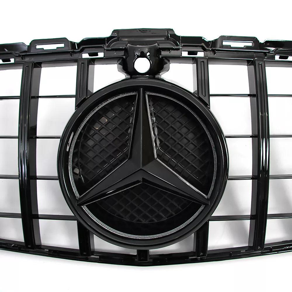 Gloss Black Front Grille w/ LED Logo - Mercedes Benz W205 C43 C250 C300.