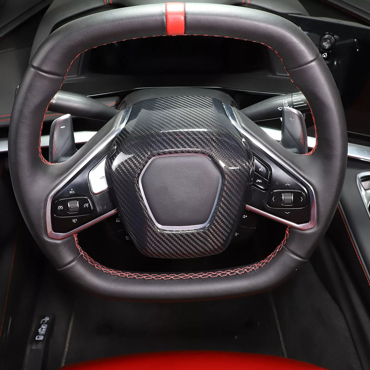 Carbon Fiber Interior Steering Wheel Trim Cover - Corvette C8 2020-2024.