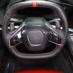 Carbon Fiber Interior Steering Wheel Trim Cover - Corvette C8 2020-2024.