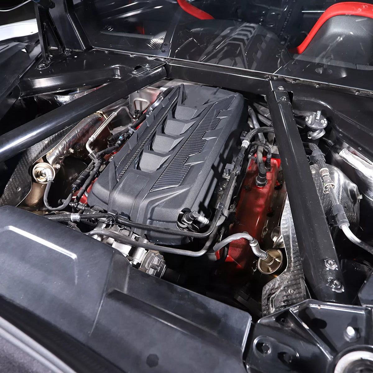 Carbon Fiber Engine Cover Side Trim - Corvette C8.