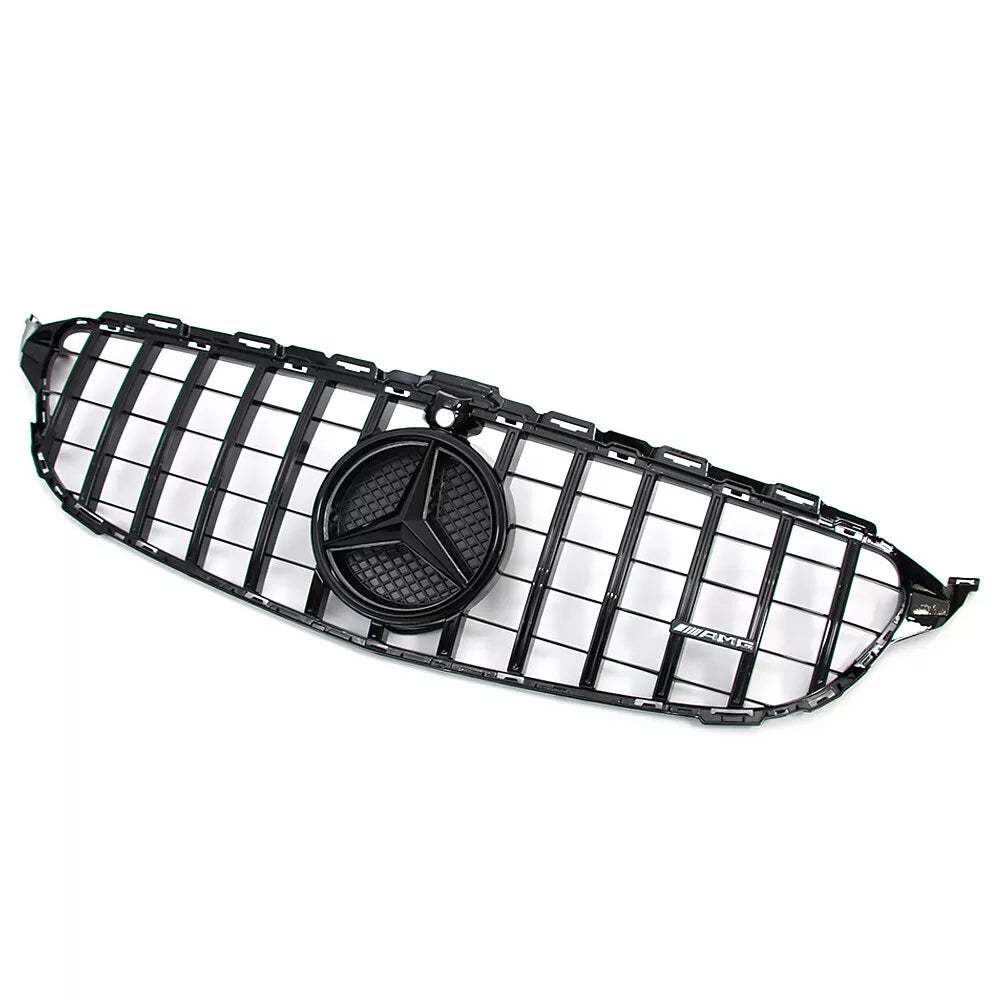 Gloss Black Front Grille w/ LED Logo - Mercedes Benz W205 C43 C250 C300.