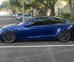 Carbon Fiber Side Skirt Extension Lip V1 - Tesla Model S Sedan 2021+.