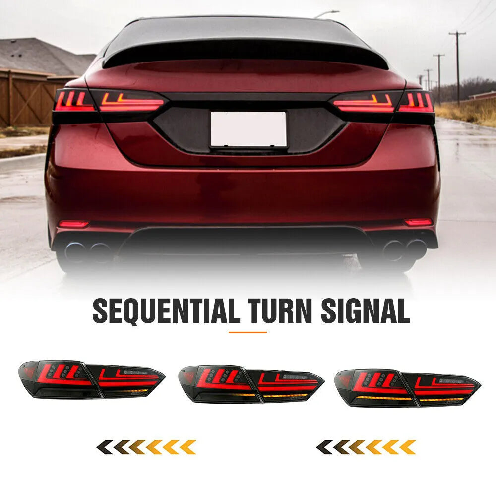 Full Smoked LED Tail Lights - 2018-2024 Toyota Camry Tail Light Kit.
