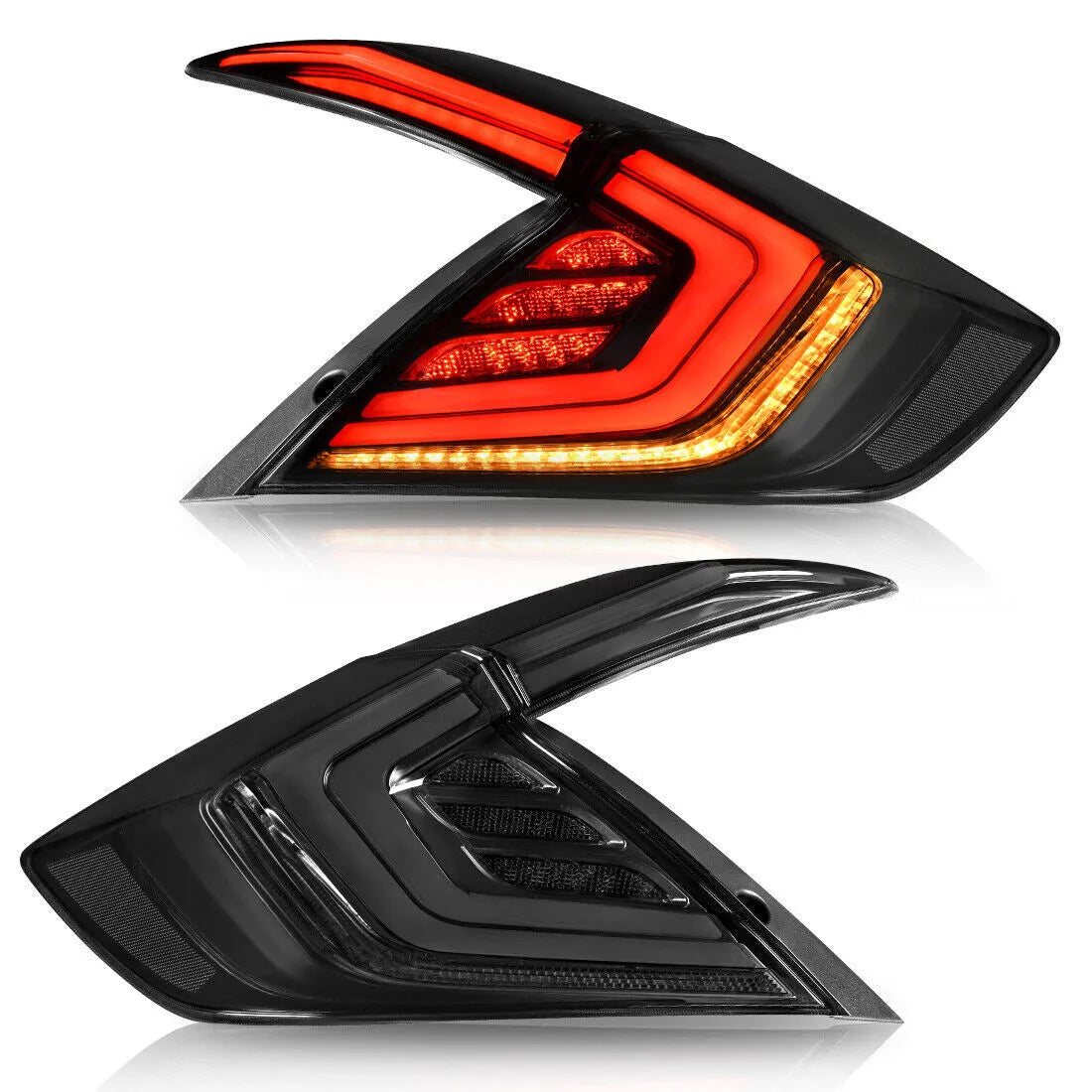 Clear LED w/ Sequential Signal Tube Tailight Set - 2016-2021 Honda Civic sedan.