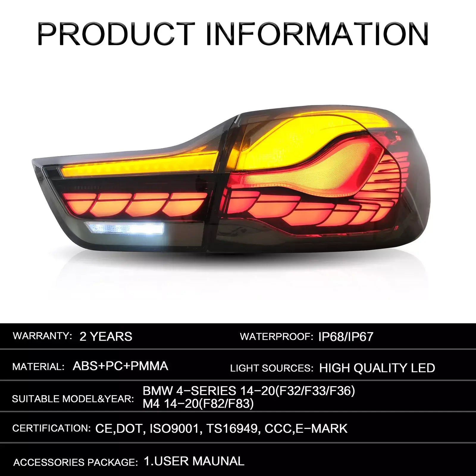 GTS OLED Rear Taillights - BMW F82 / F83 M4 & F32 / F33 / F36 4 Series.