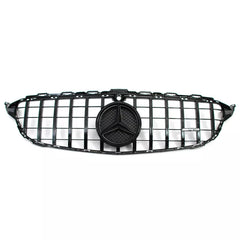 Gloss Black Front Grille w/ LED Logo - Mercedes Benz W205 C43 C250 C300.