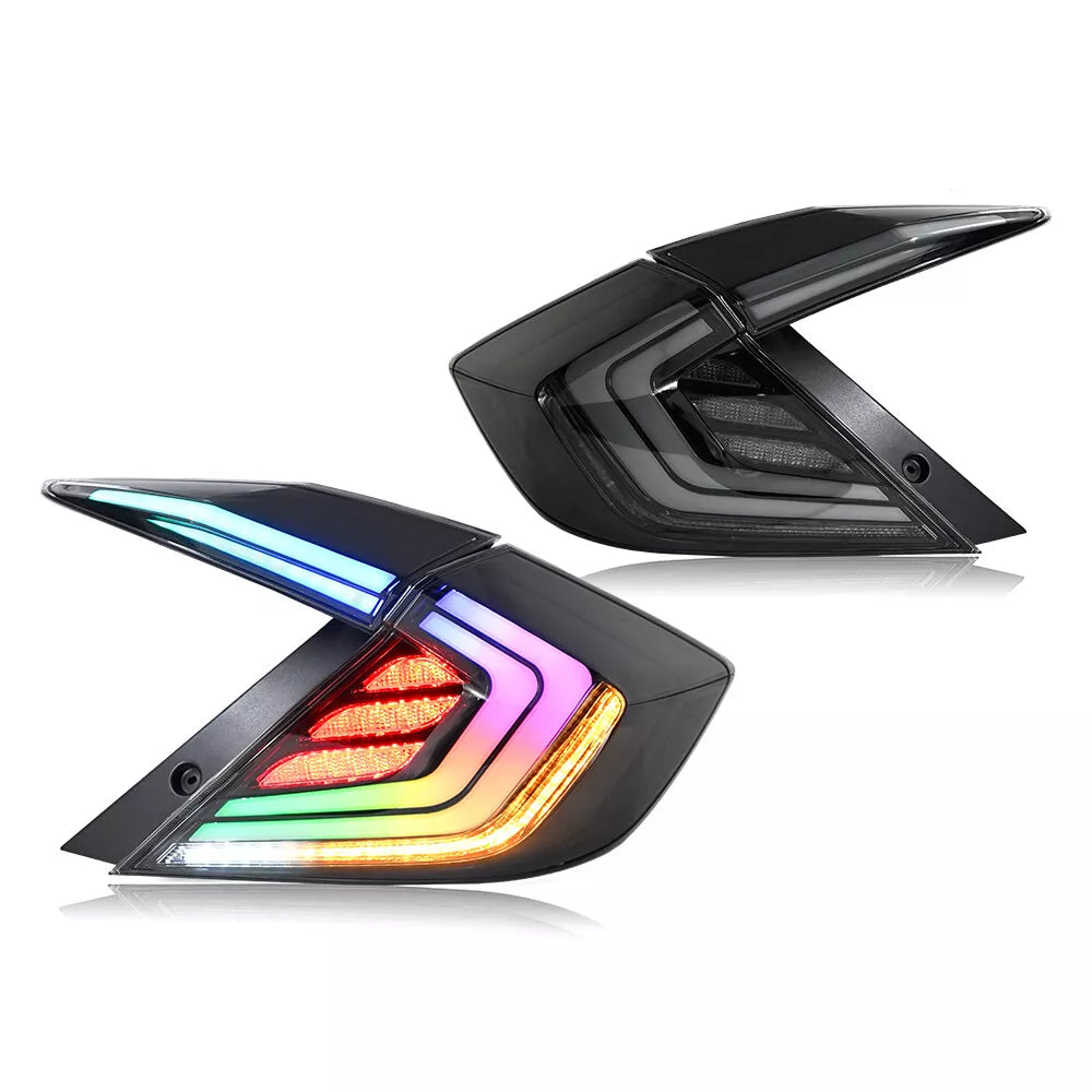 RGB LED Rear Tail Lights Sequential Set - Honda Civic Sedan 2016-2021.