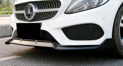 Gloss Black Front Lip Splitter - Mercedes Benz W205 C-Class Sport Model.
