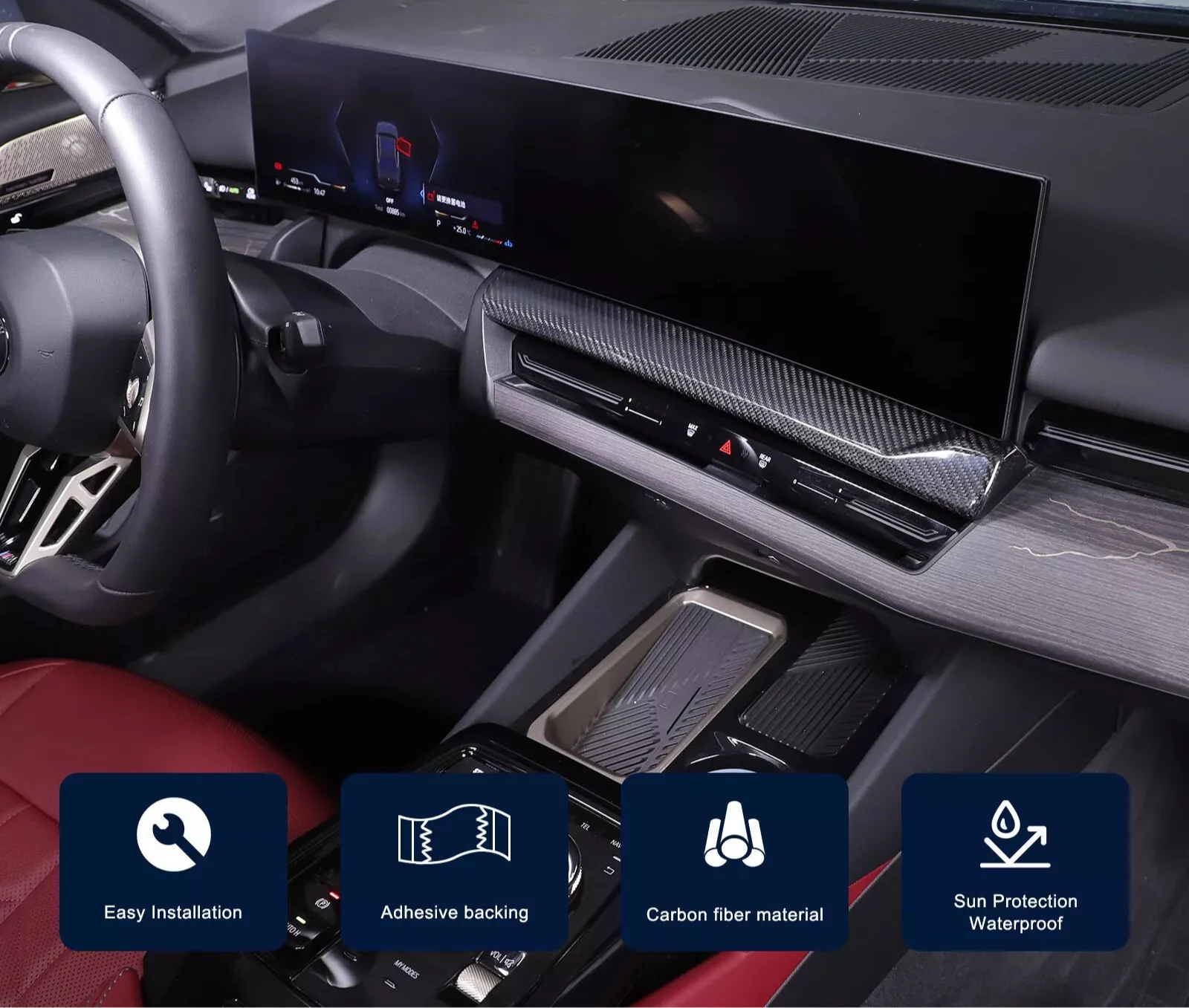 carbon Fiber Center Dash Cover Trim - BMW 5 Series G60.