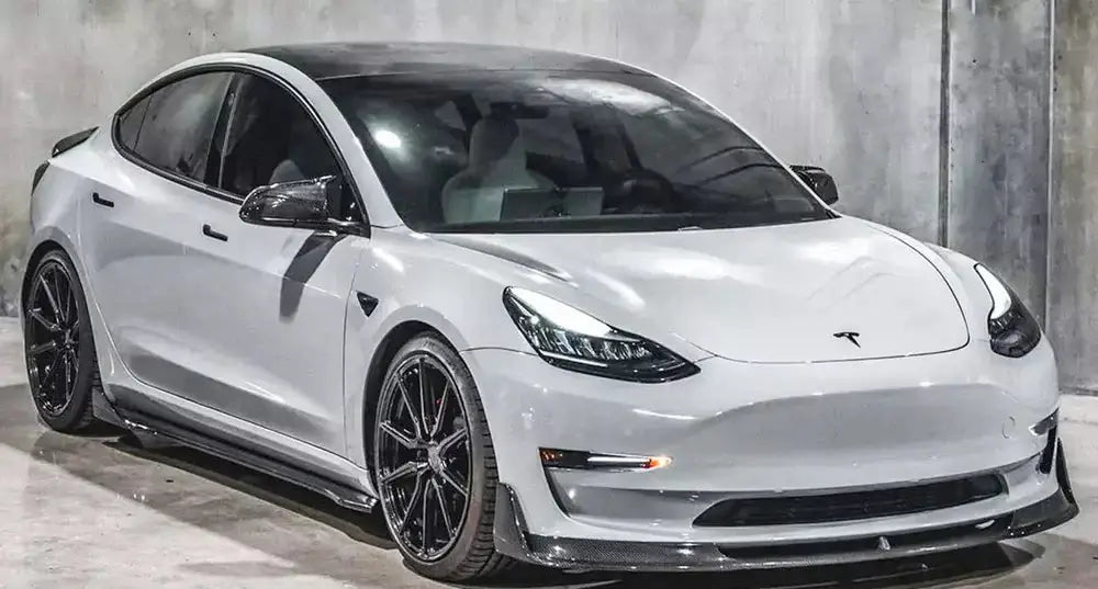 Carbon Fiber V Style Front Lip - Tesla Model 3.