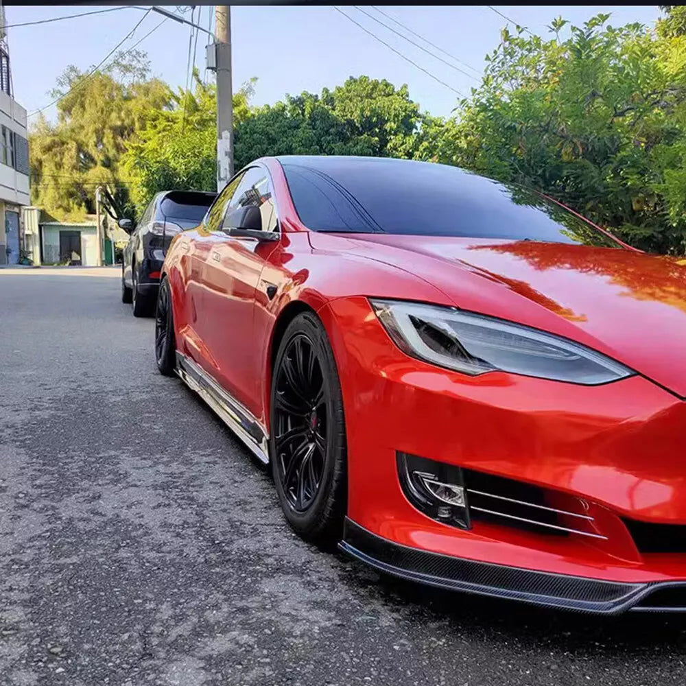 Carbon Fiber Side Skirt Extension V3 - Tesla Model S Sedan 2014-2019.