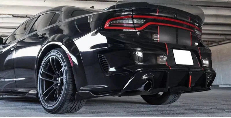 Gloss Black Rear Diffuser W/ Brake Light + Apron Spat - 2020-2023 Charger Widebody.