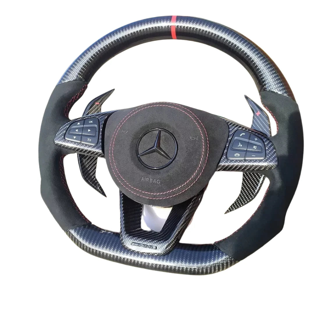Carbon fiber Steering Wheel w/ heated - Mercedes-Benz W205 C63 AMG CLA GLE GLS.