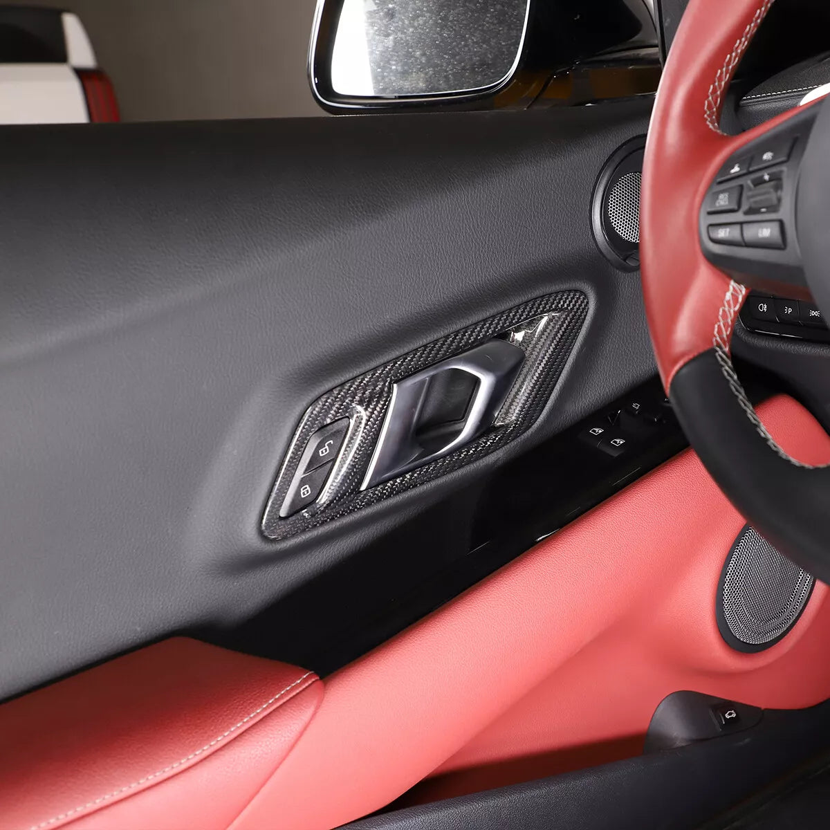 Carbon Fiber Interior Door Handle Frame Cover - Toyota GR Supra 2020-23.