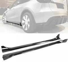 Gloss Black Side Skirts Extension V1 - 20-24 Tesla Model Y.