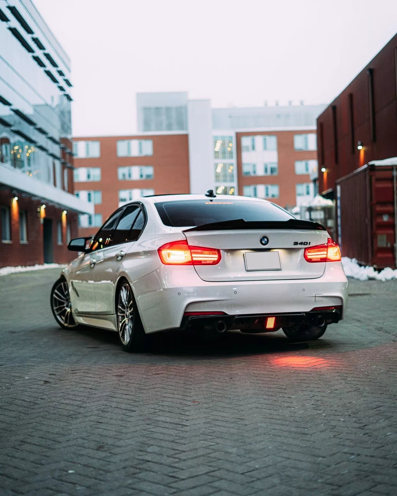 Gloss Black Rear Diffuser w/ LED - BMW 2013-2019 F30 3 Series M Sport.