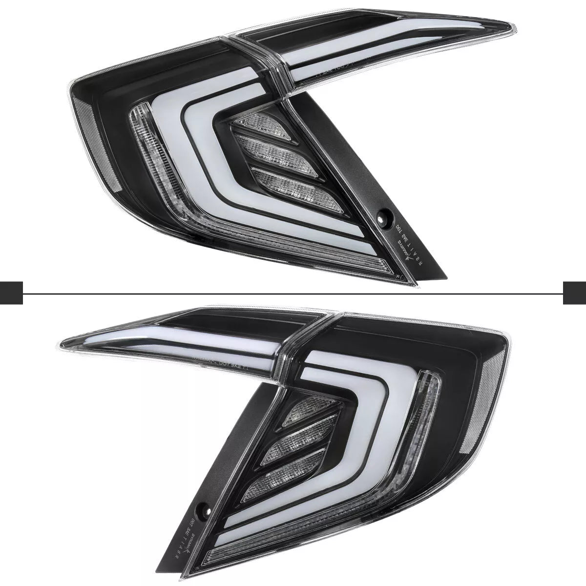 Clear LED w/ Sequential Signal Tube Tailight Set - 2016-2021 Honda Civic sedan.