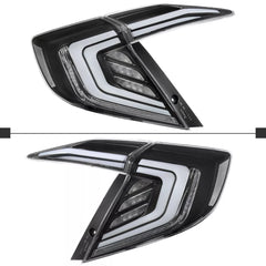 Clear LED w/ Sequential Signal Tube Tailight Set - 2016-2021 Honda Civic sedan.