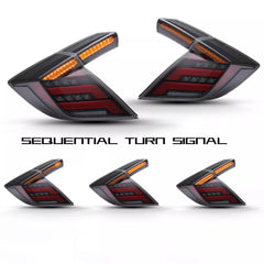 V2 Smoked Taillights LED Sequential TailLight Set - Honda Civic 2016-2021 Hatchback Type R.