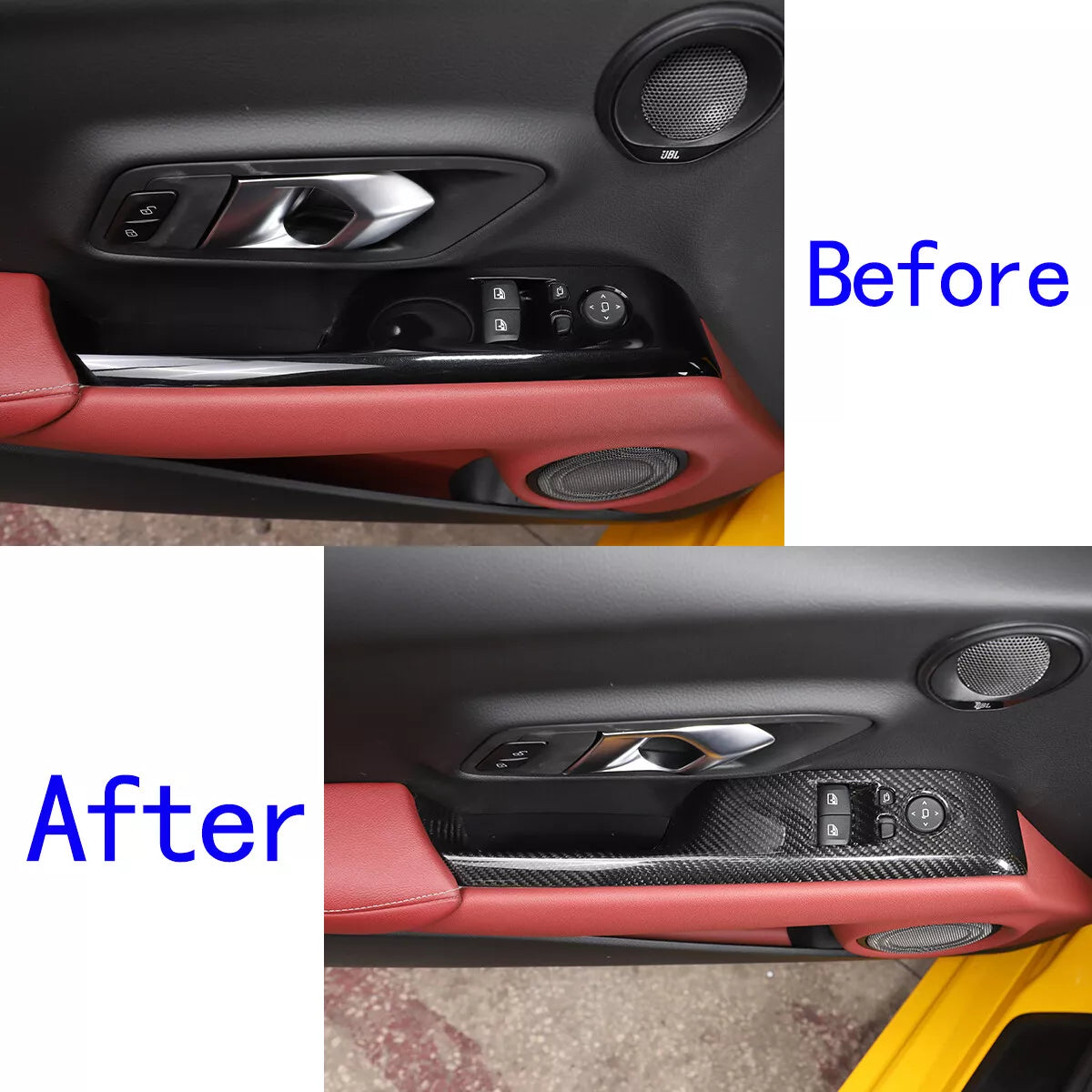 Carbon Fiber Interior Window Lift Panel Trim - Toyota GR Supra 2019-2023.