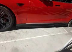 Carbon Fiber Side Skirt Extension V3 - Tesla Model S Sedan 2014-2019.