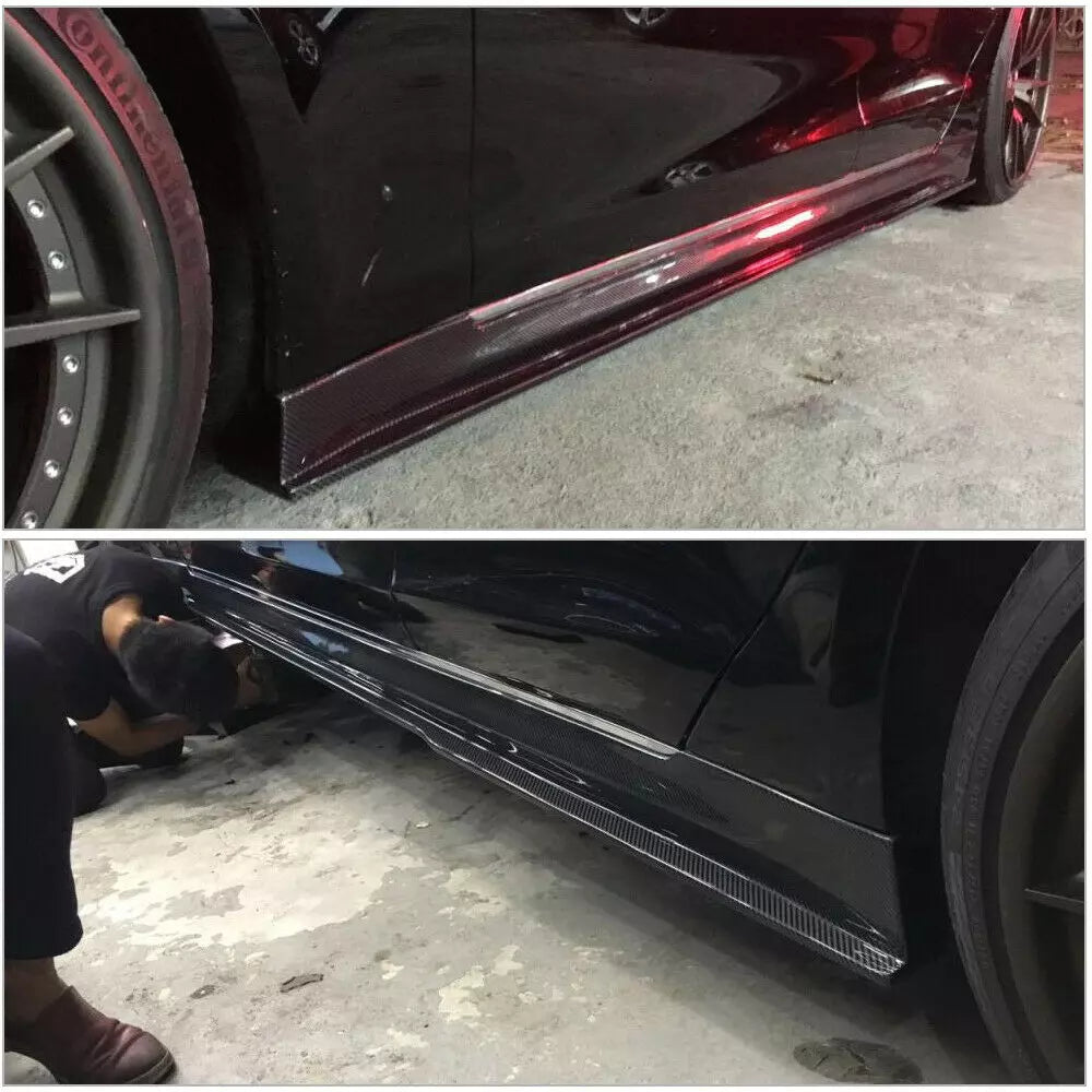 Carbon Fiber Side Skirt Extension V3 - Tesla Model S Sedan 2014-2019.