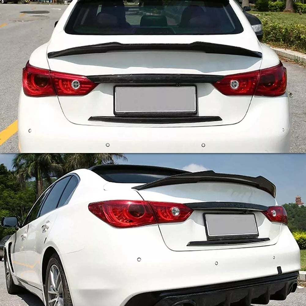 PSM Style Carbon Fiber Trunk Spoiler - 2014-23 Infiniti Q50 Q50S Sedan.