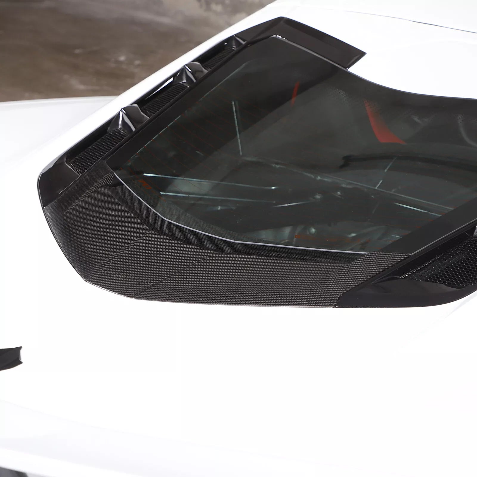 Carbon Fiber Rear Window Trim Cover Set - 2020-25 C8 Corvette Coupe.