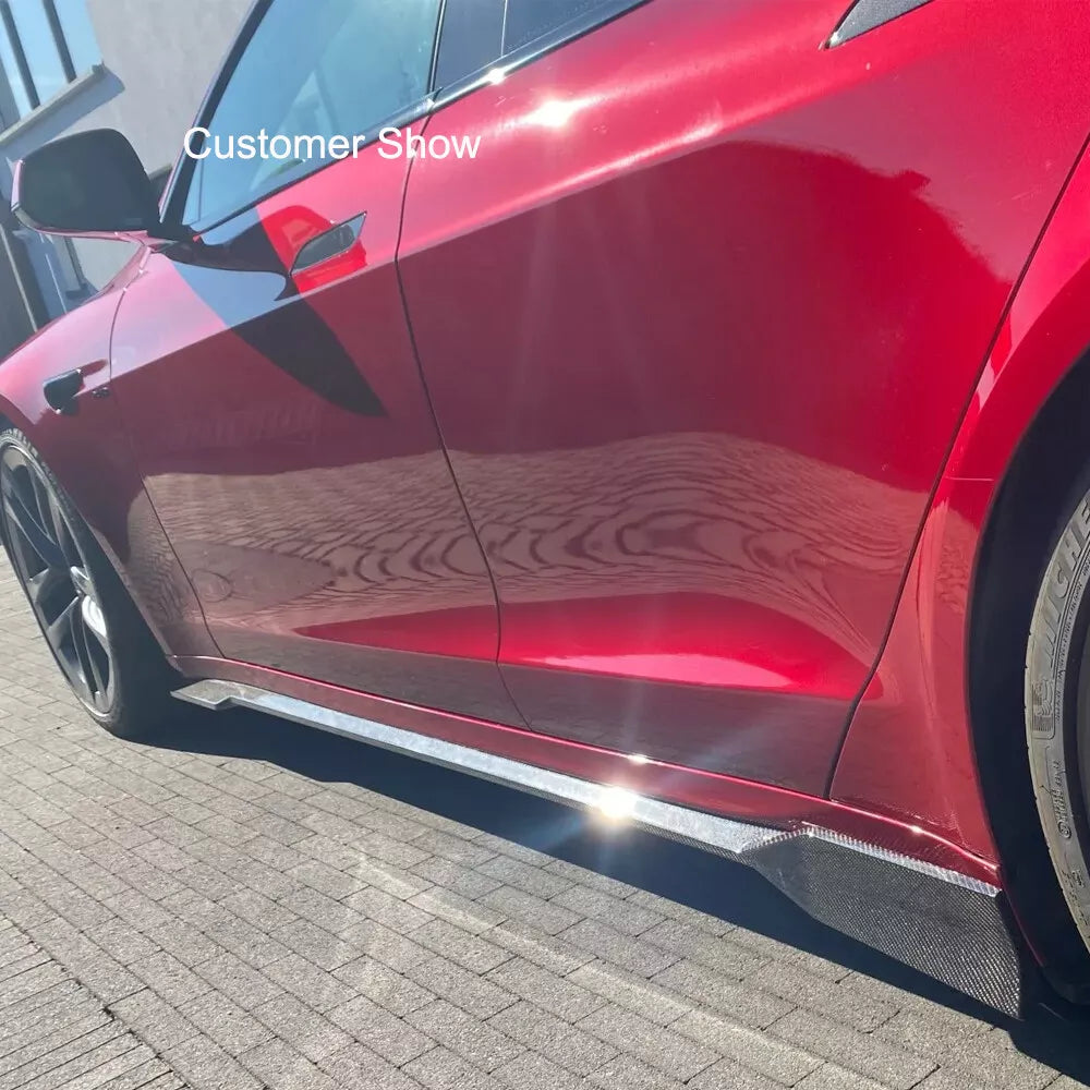 Carbon Fiber Side Skirt Extension - Tesla Model S Plaid 2021-2024.
