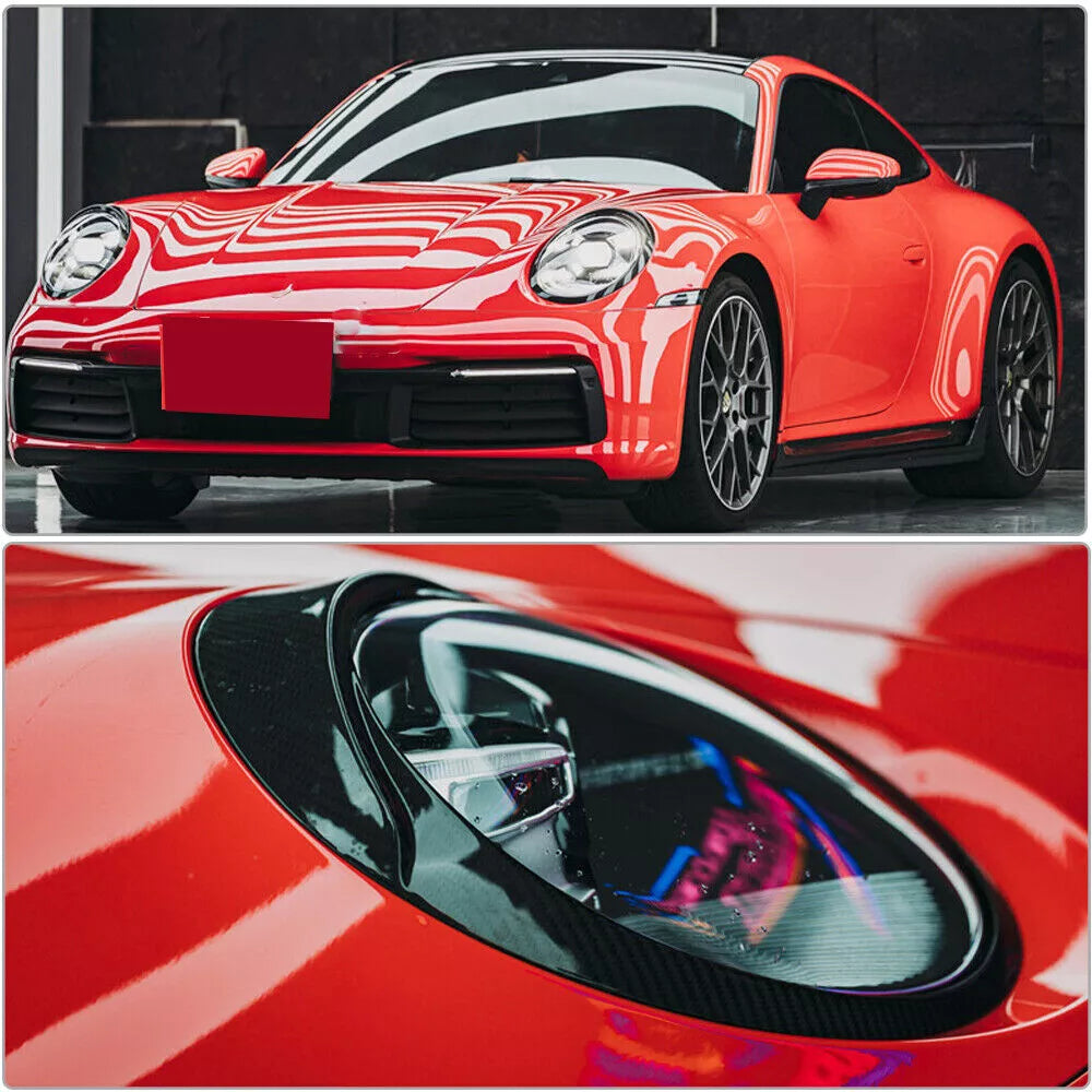 Carbon Fiber Headlight Eyebrows Eyelids Covers - Porsche 911 992 2019 - 2022.