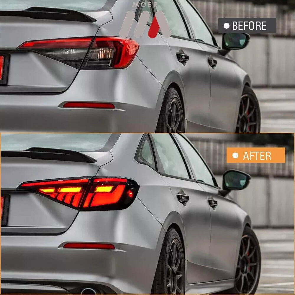 LED Sequential Smoked Tail Lights Upgrade - Honda Civic 11th Gen Sedan 2022-2024.