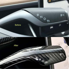 Carbon Fiber Shift Stalk Covers - Tesla Model 3 & Y.