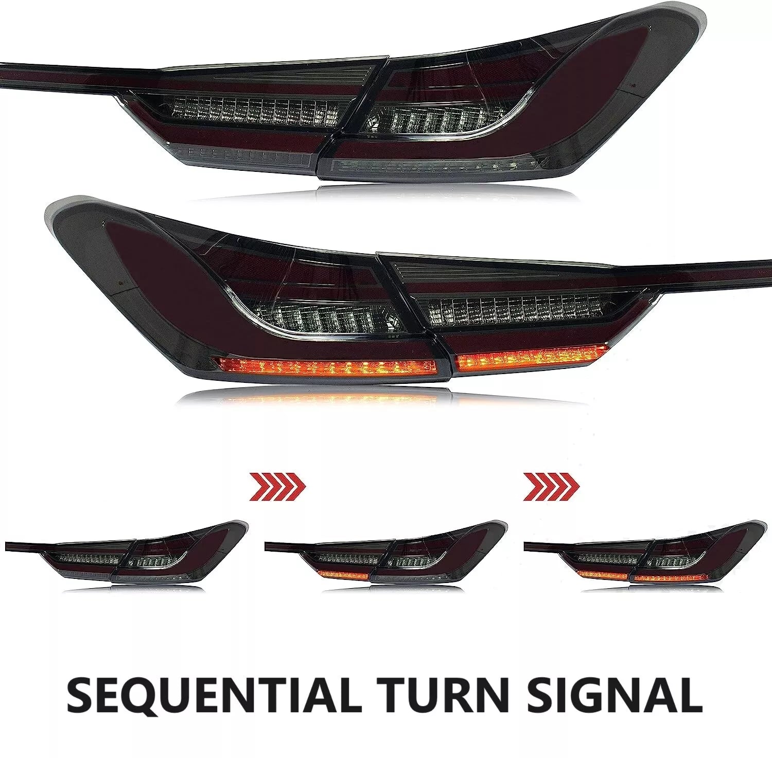 Smoked LED Tail Lights w/ Trunk Lid Light - 2018-2024 Toyota Camry.