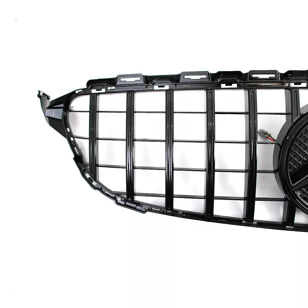 Gloss Black Front Grille w/ LED Logo - Mercedes Benz W205 C43 C250 C300.