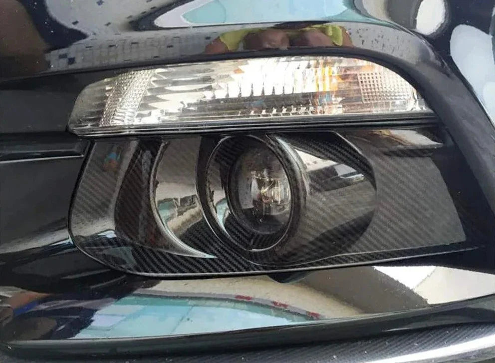 Carbon Fiber Front Bumper Fog Light Bezel Cover - Ford Mustang.