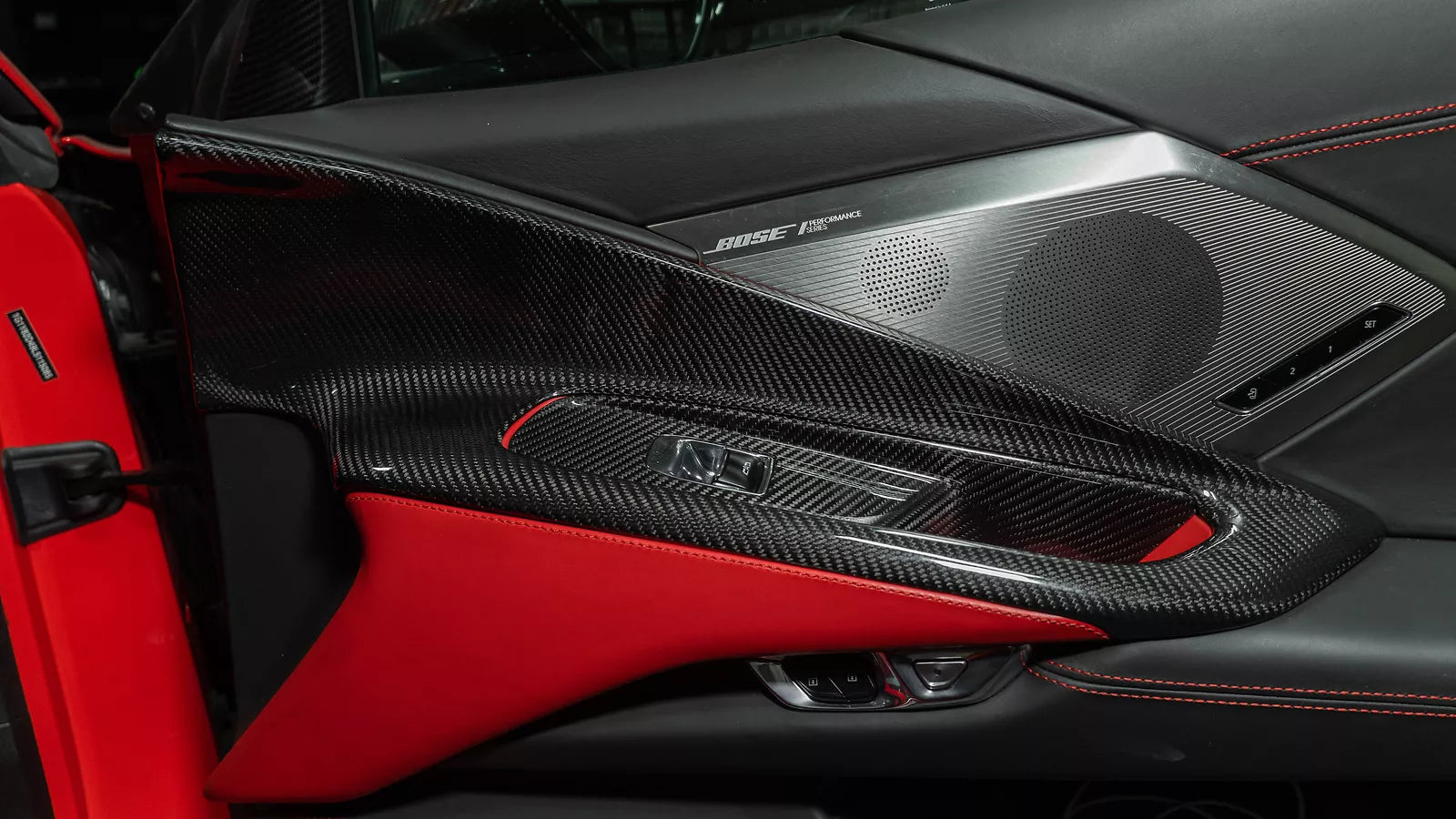 Carbon Fiber Black Inner Door Panel Armrest Cover -  Corvette C8 2020-UP.