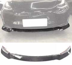 Carbon Fiber Front Lip (3pc) -  17-23 Tesla Model 3 Track Pack.