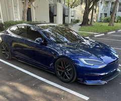 Carbon Fiber Side Skirt Extension Lip V1 - Tesla Model S Sedan 2021+.