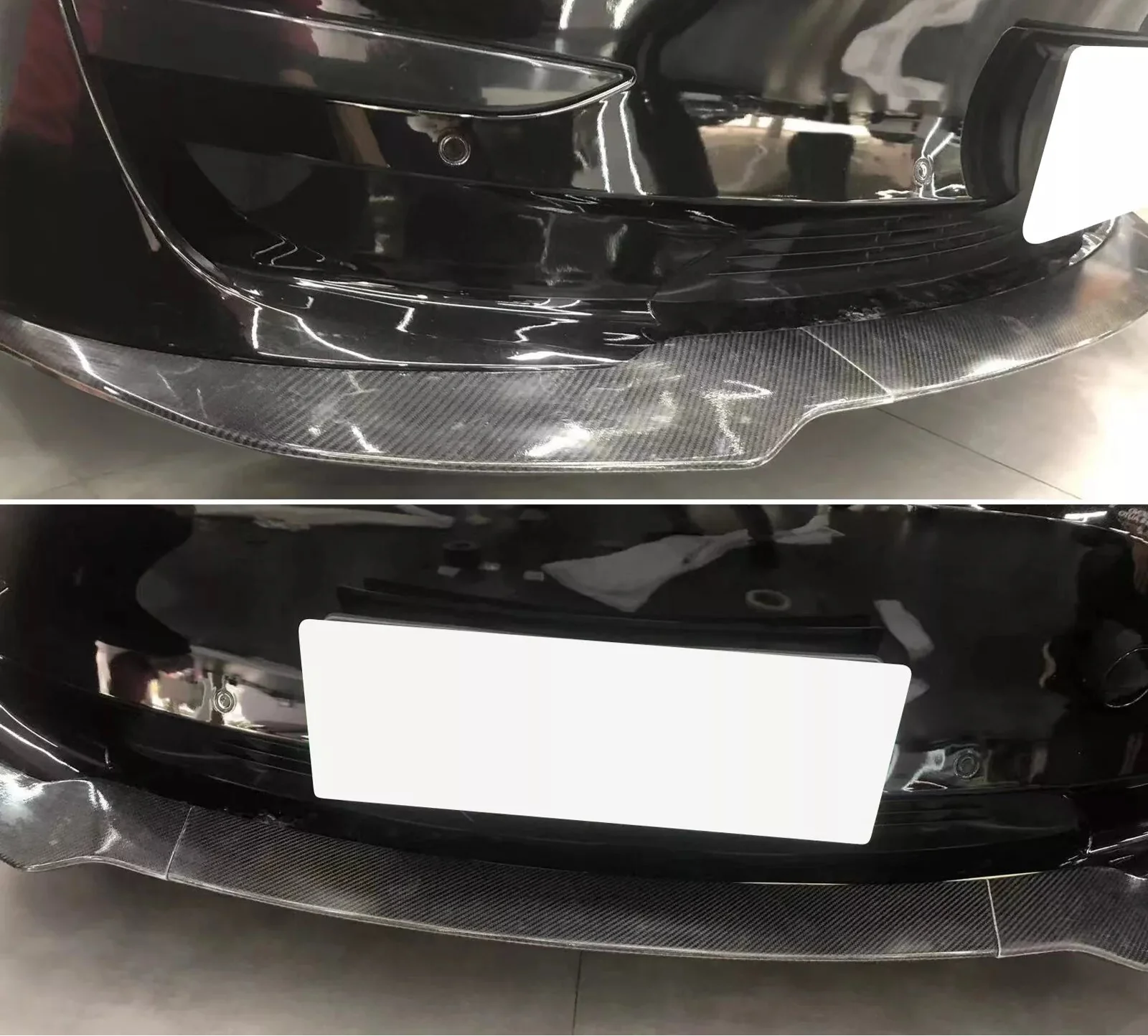 Carbon Fiber Front Lip (3pc) -  17-23 Tesla Model 3 Track Pack.