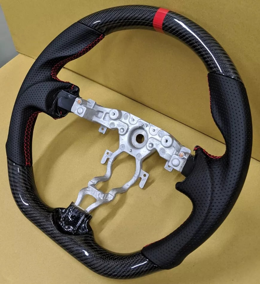 Carbon Fiber Steering Wheel w/ Red Stripe - Nissan 370z Z34.