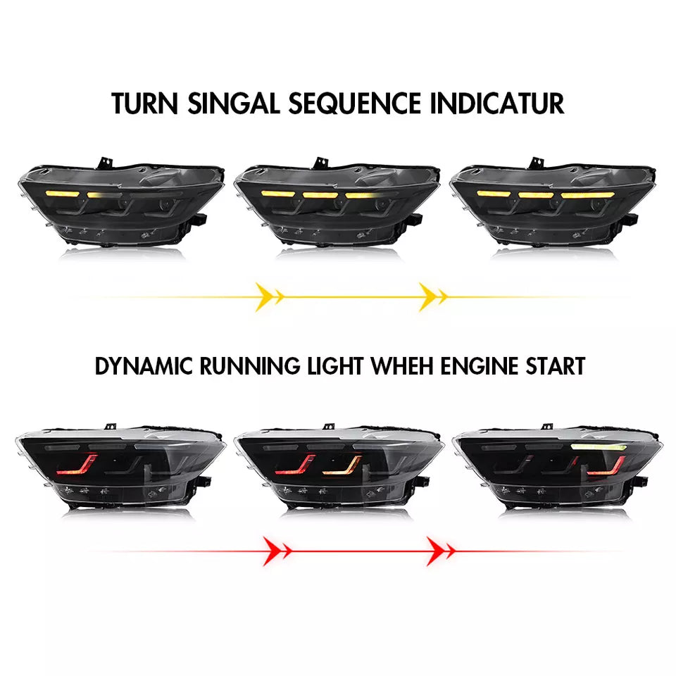 RGB DRL LED Headlights Set - Ford Mustang.