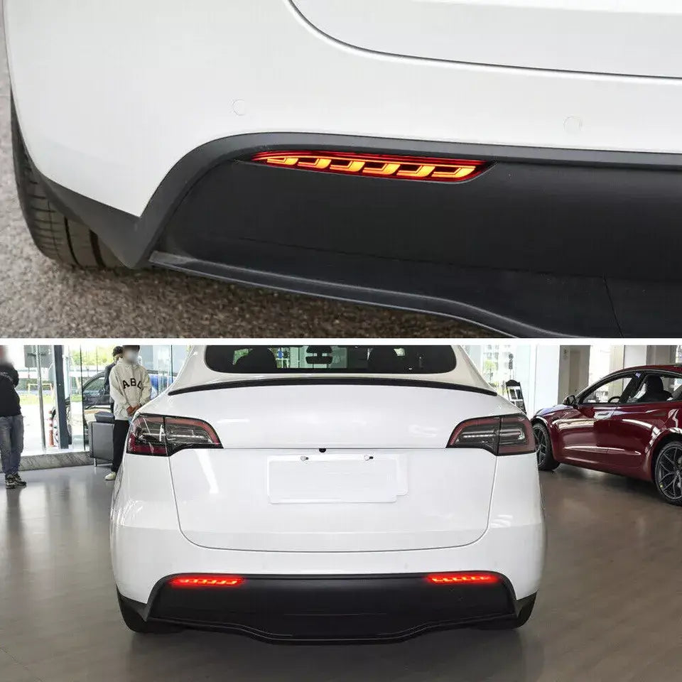 Red Rear Reflector LED Turn Signal Brake Lights - Tesla Model 3/Y.