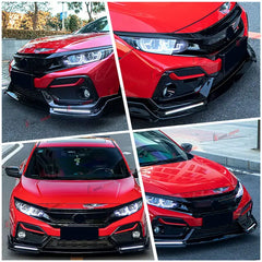 GLOSS BLACK LED FRONT BUMPER LIP W/ LED - HONDA CIVIC Si & HATCHBACK.