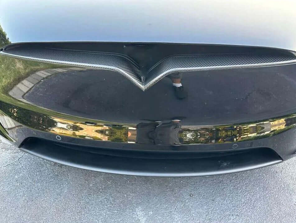 Carbon Fiber Front Center Grille Cover Trim - Tesla Model X.