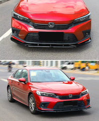 Gloss Black Front Lip Spoiler Splitter - Honda Civic 11th Gen.