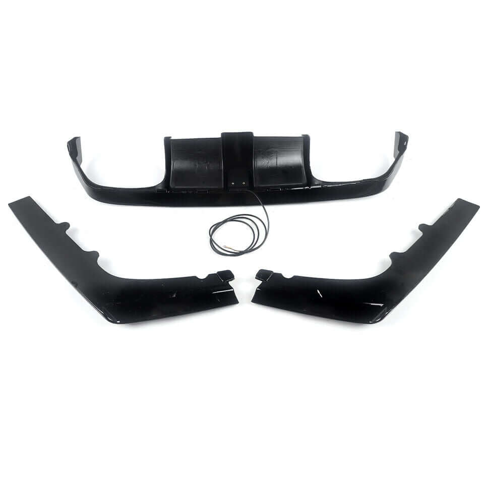 ABS Gloss Black V Style Rear Bumper Diffuser W/LED Brakelight  - BMW M3/M4 F80/F82/F83 2015-2020.