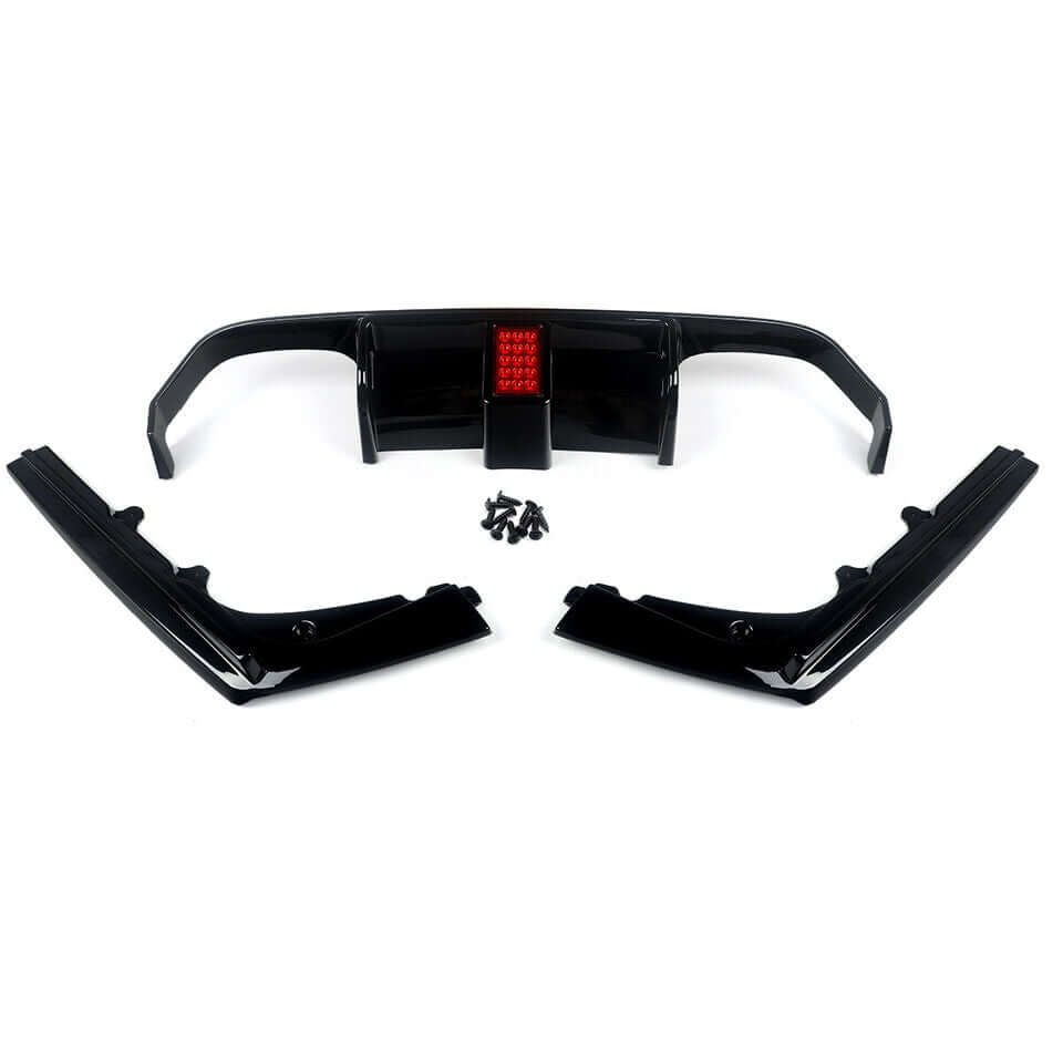 ABS Gloss Black V Style Rear Bumper Diffuser W/LED Brakelight  - BMW M3/M4 F80/F82/F83 2015-2020.