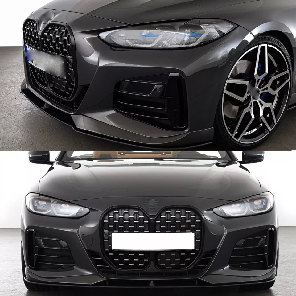 AC Style Gloss Black Front Splitter Lip -  BMW 4 Series G22 / G23 M Sport.