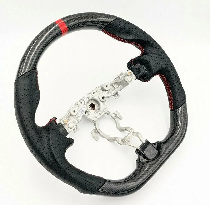 Carbon Fiber Steering Wheel w/ Red Stripe - Nissan 370z Z34.